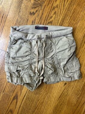 Women's Khaki Drawstring Cargo Shorts